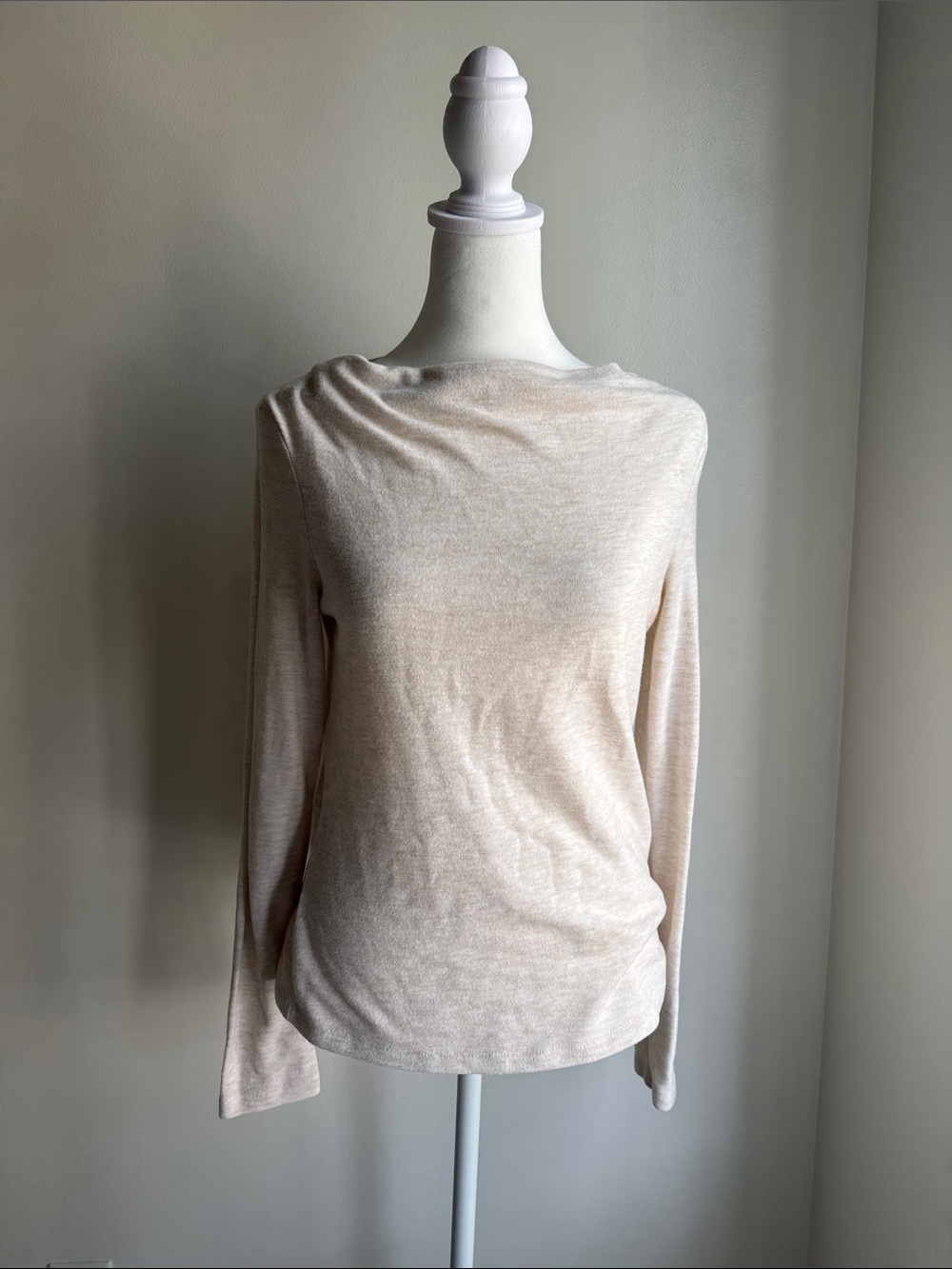 Mango Light Beige Long Sleeve Boatneck Top